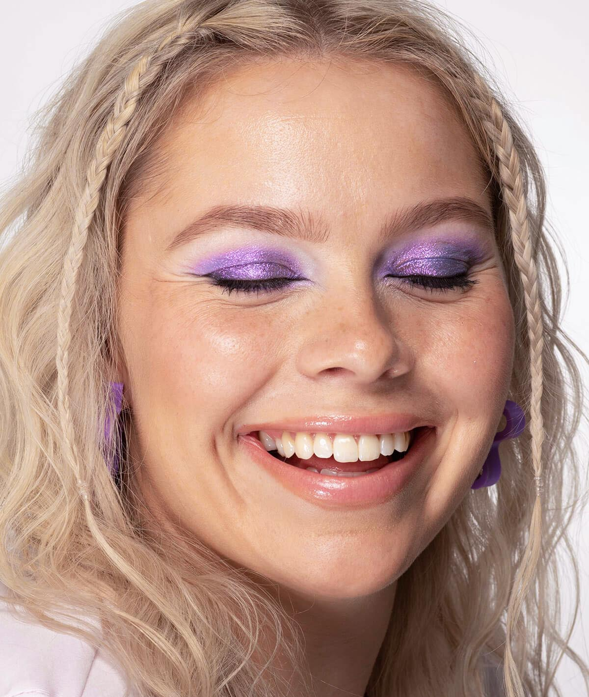 Purple Eyeshadow on blonde model