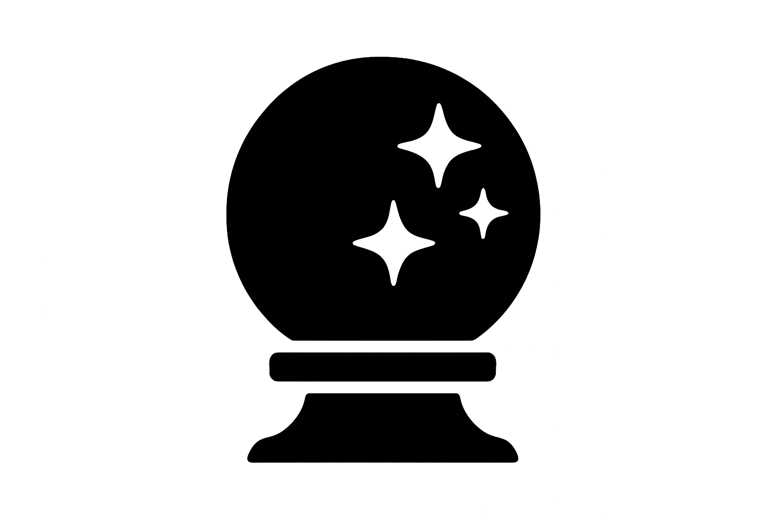 black icon of a fortune teller ball
