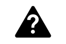 Black icon that is a question mark in a triangle