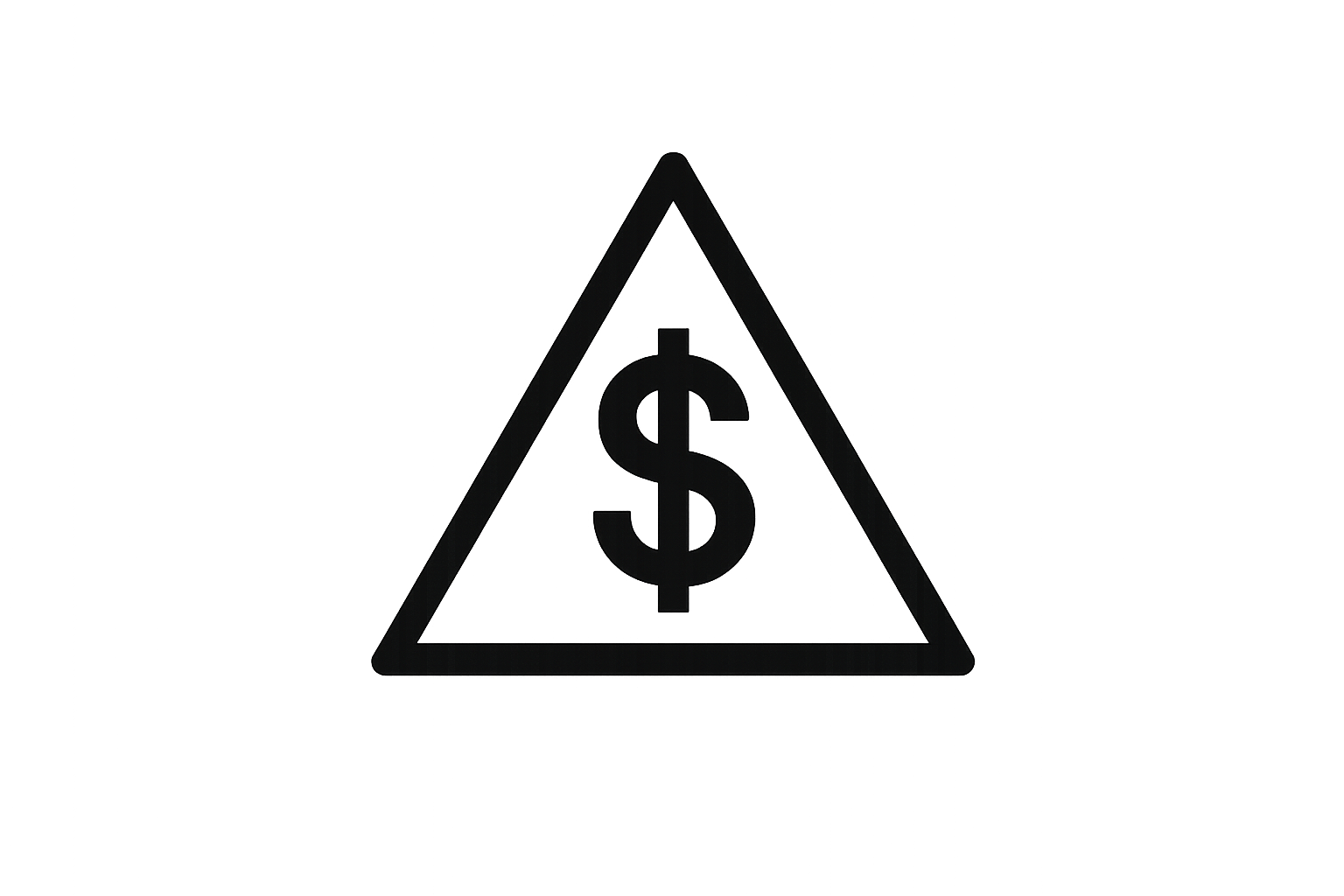 Black icon -  triangle with dollar sign within