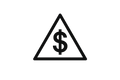 Black icon -  triangle with dollar sign within