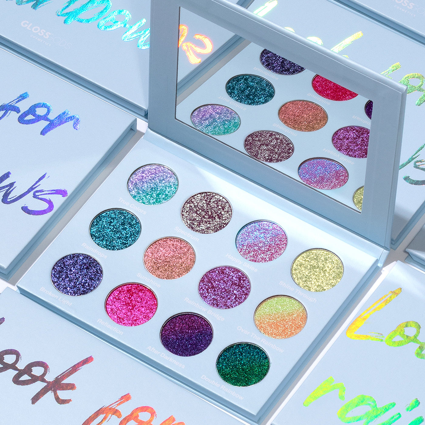 Looking for Rainbows Colourful Multichrome Effect Eyeshadow Palette Glossgods Cosmetics 