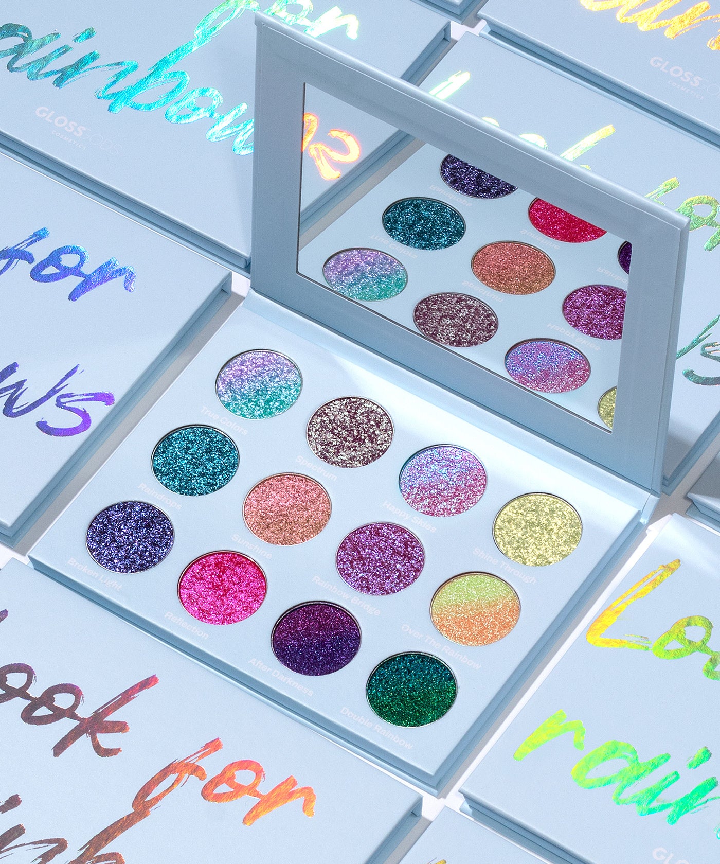 Looking for Rainbows Colourful Multichrome Effect Eyeshadow Palette Glossgods Cosmetics 